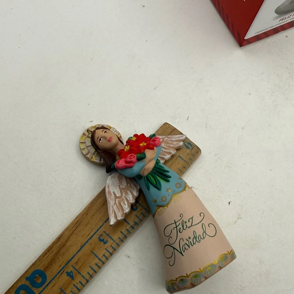 Hallmark Feliz Navidad Angel Flowers Christmas Ornament Collectible Decor